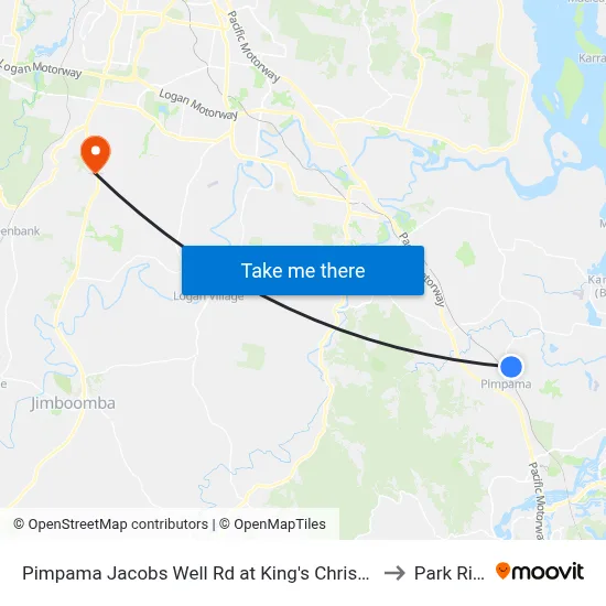 Pimpama Jacobs Well Rd at King's Christian College to Park Ridge map
