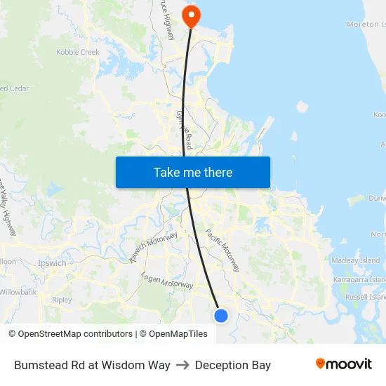 Bumstead Rd at Wisdom Way to Deception Bay map