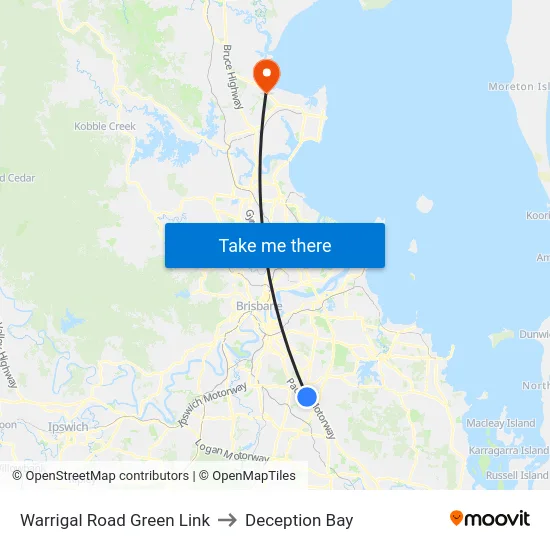 Warrigal Road Green Link to Deception Bay map