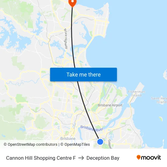 Cannon Hill Shopping Centre F to Deception Bay map
