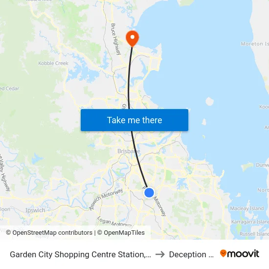Garden City Shopping Centre Station, Stop I to Deception Bay map