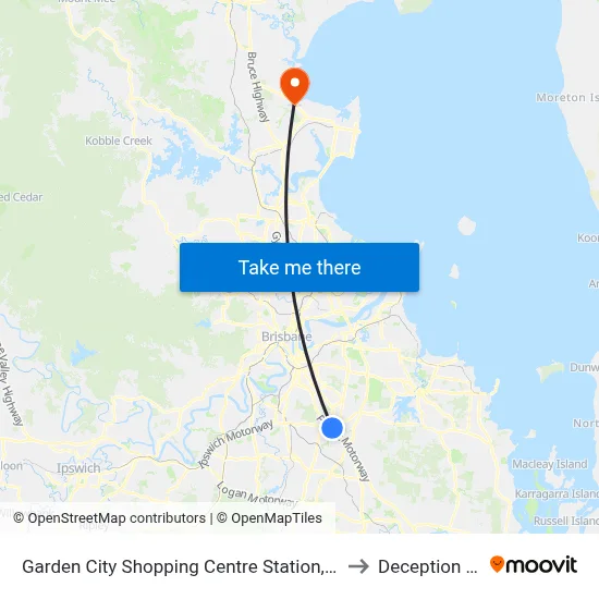 Garden City Shopping Centre Station, Stop H to Deception Bay map