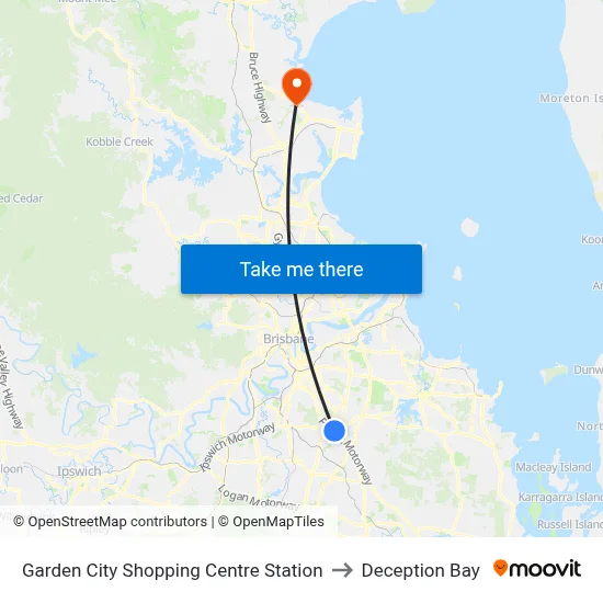 Garden City Shopping Centre Station to Deception Bay map