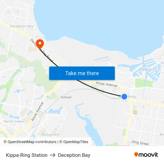 Kippa-Ring Station to Deception Bay map