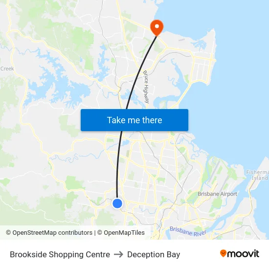 Brookside Shopping Centre to Deception Bay map