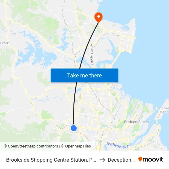 Brookside Shopping Centre Station, Platform A to Deception Bay map