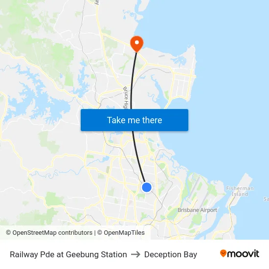 Railway Pde at Geebung Station to Deception Bay map