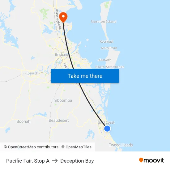 Pacific Fair, Stop A to Deception Bay map