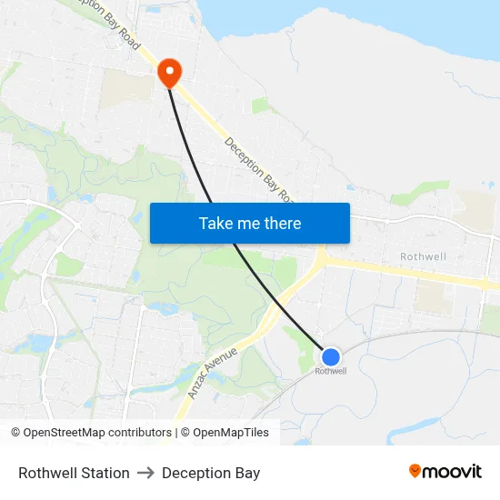 Rothwell Station to Deception Bay map