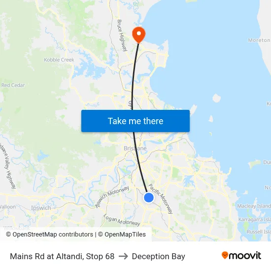 Mains Rd at Altandi, Stop 68 to Deception Bay map