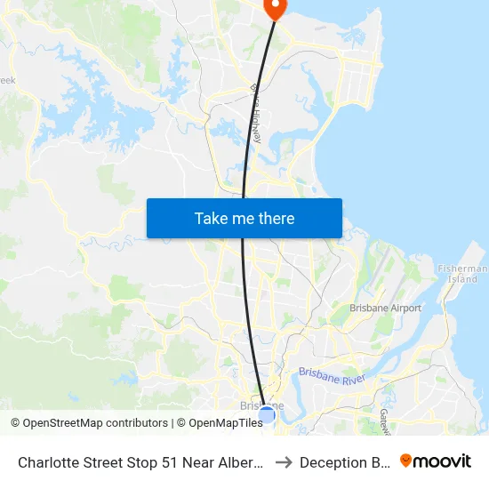 Charlotte Street Stop 51 Near Albert St to Deception Bay map