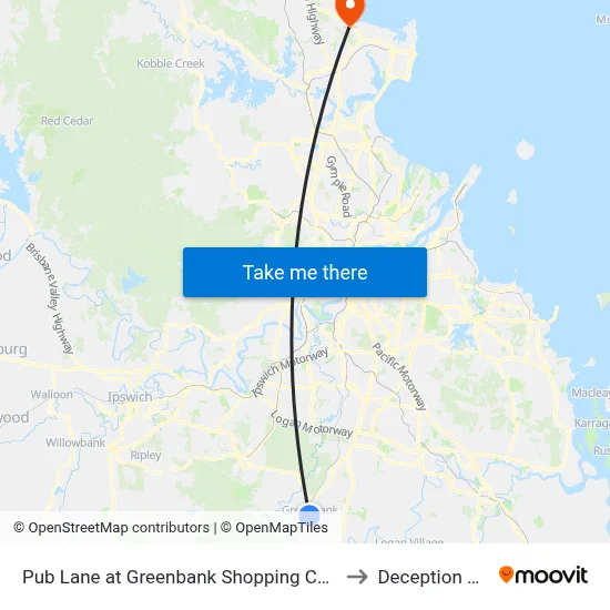 Pub Lane at Greenbank Shopping Centre to Deception Bay map