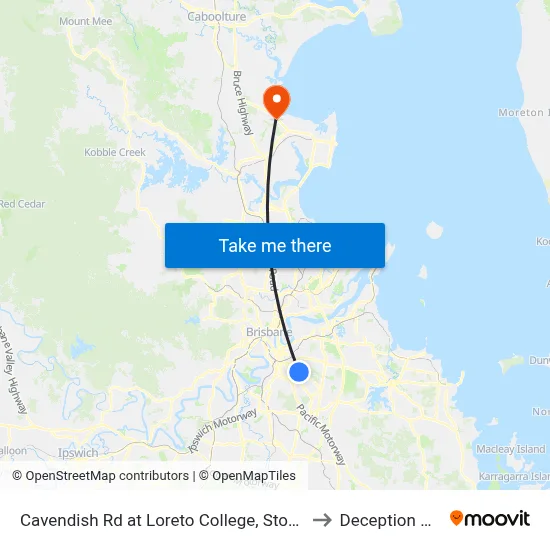 Cavendish Rd at Loreto College, Stop 35 to Deception Bay map