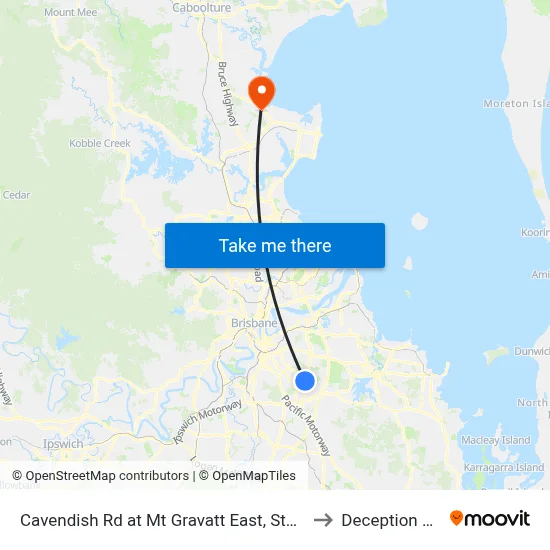 Cavendish Rd at Mt Gravatt East, Stop 60 to Deception Bay map