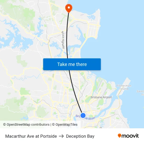 Macarthur Ave at Portside to Deception Bay map