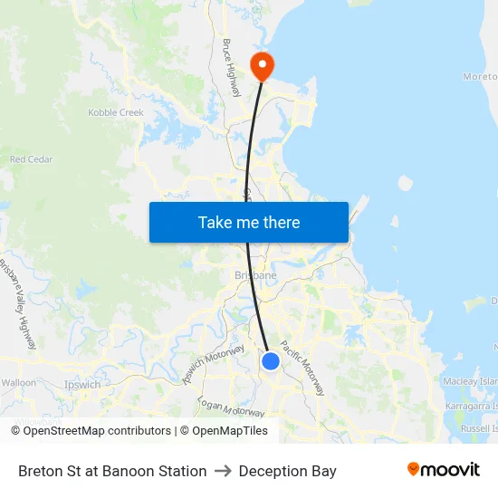 Breton St at Banoon Station to Deception Bay map