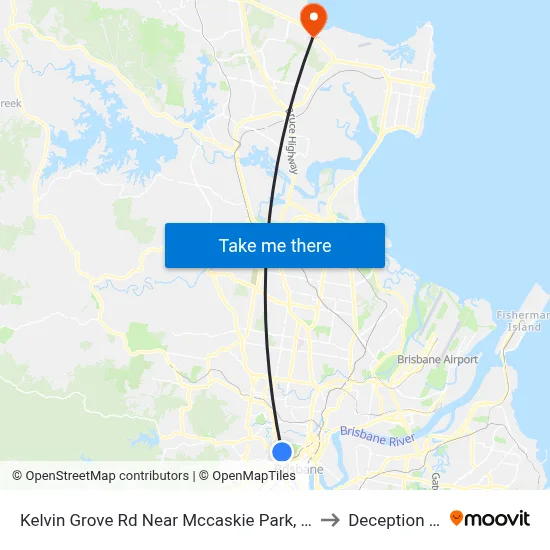 Kelvin Grove Rd Near Mccaskie Park, Stop 12 to Deception Bay map
