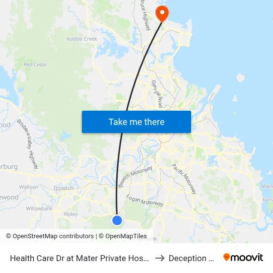Health Care Dr at Mater Private Hospital to Deception Bay map