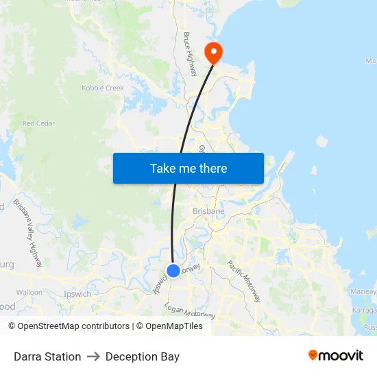 Darra Station to Deception Bay map