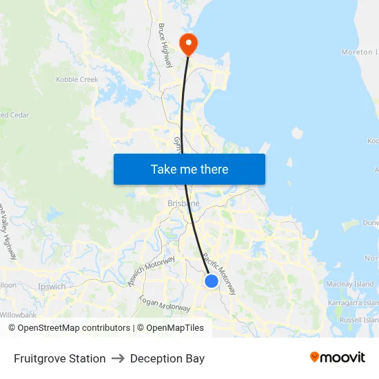 Fruitgrove Station to Deception Bay map