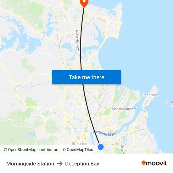 Morningside Station to Deception Bay map