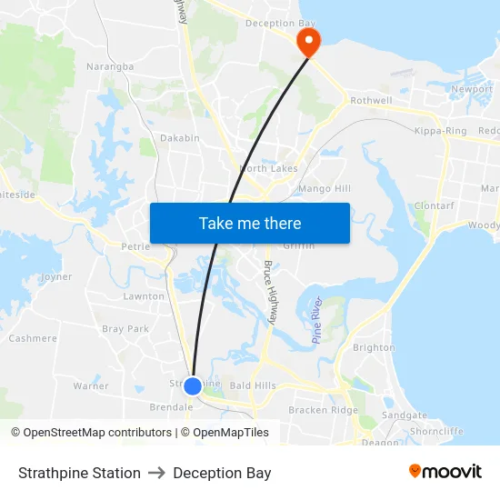 Strathpine Station to Deception Bay map