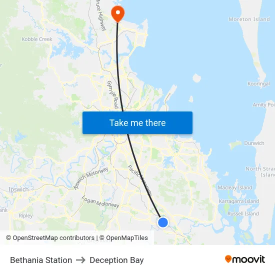 Bethania Station to Deception Bay map
