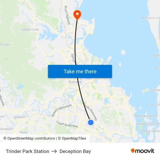 Trinder Park Station to Deception Bay map