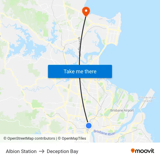 Albion Station to Deception Bay map