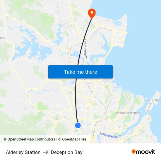 Alderley Station to Deception Bay map