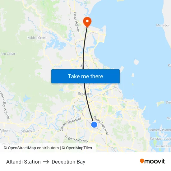 Altandi Station to Deception Bay map