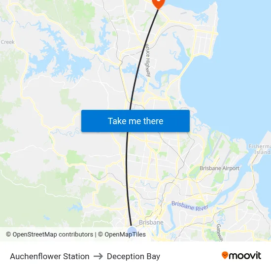 Auchenflower Station to Deception Bay map