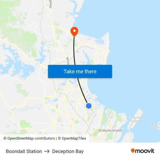 Boondall Station to Deception Bay map