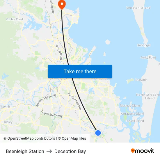 Beenleigh Station to Deception Bay map
