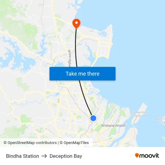 Bindha Station to Deception Bay map