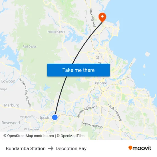 Bundamba Station to Deception Bay map