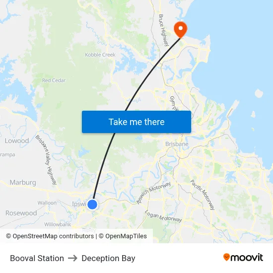 Booval Station to Deception Bay map