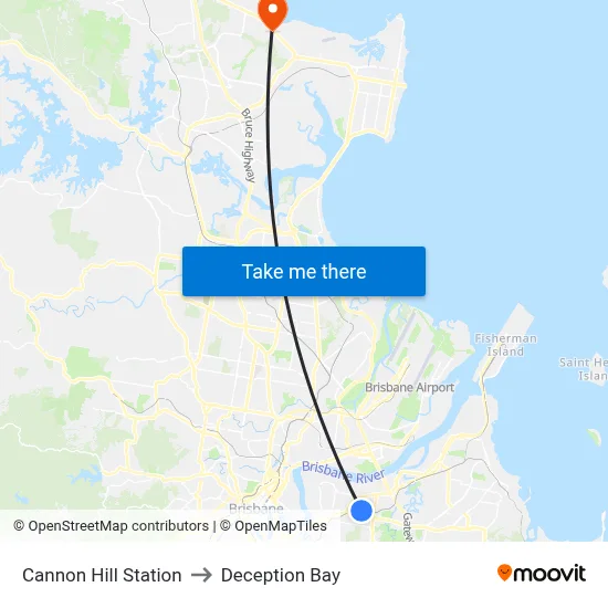 Cannon Hill Station to Deception Bay map