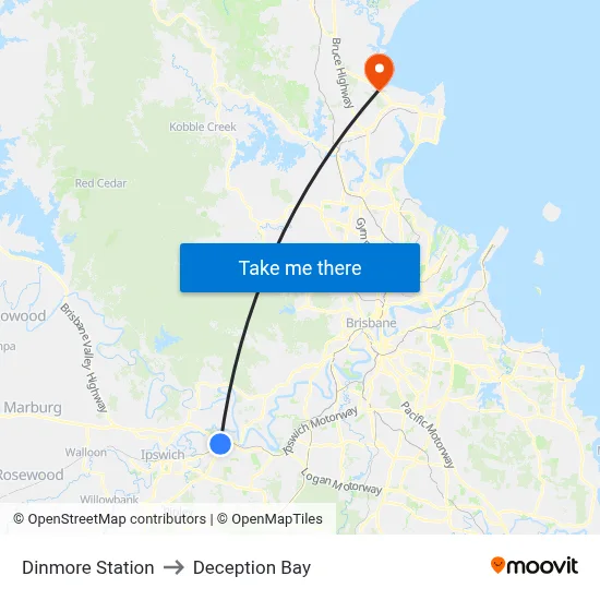 Dinmore Station to Deception Bay map