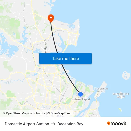 Domestic Airport Station to Deception Bay map