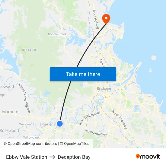 Ebbw Vale Station to Deception Bay map