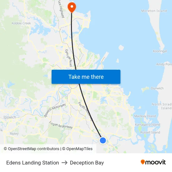 Edens Landing Station to Deception Bay map