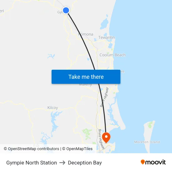 Gympie North Station to Deception Bay map