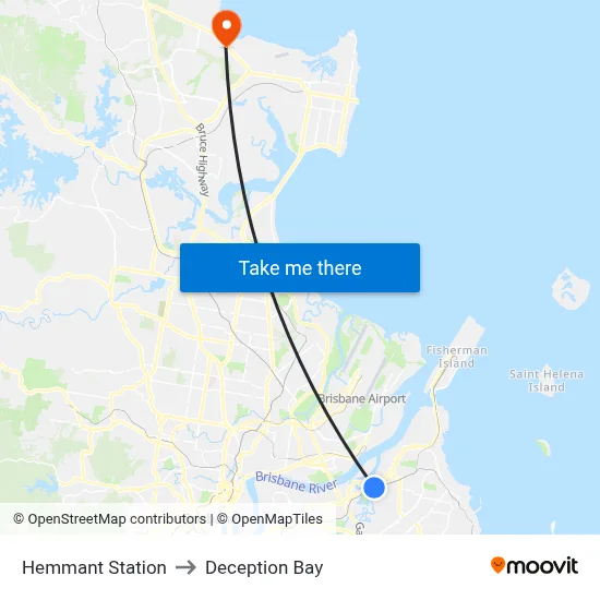 Hemmant Station to Deception Bay map