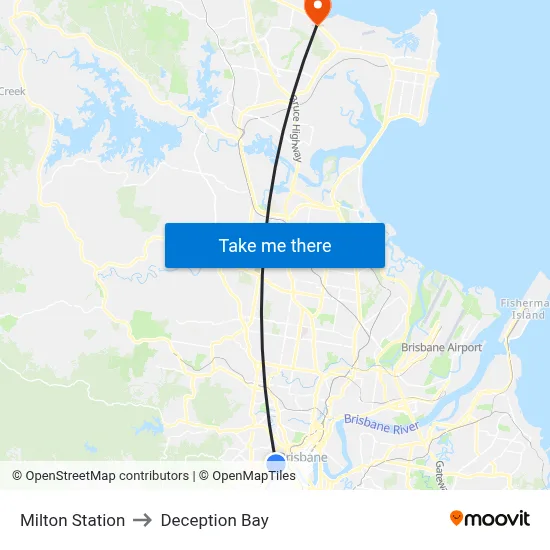 Milton Station to Deception Bay map