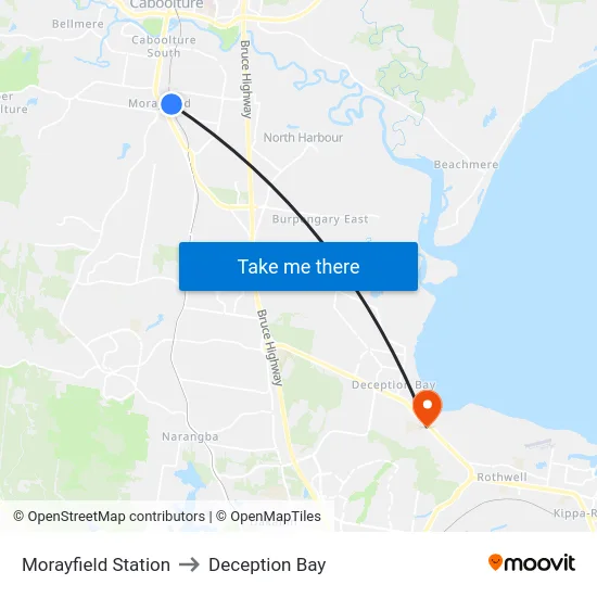Morayfield Station to Deception Bay map