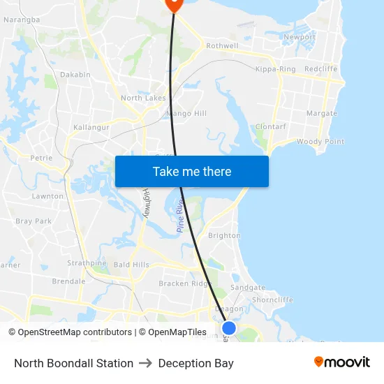 North Boondall Station to Deception Bay map