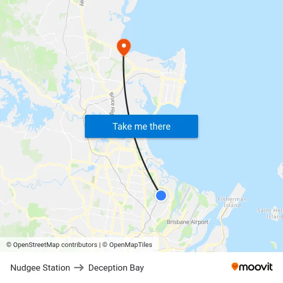 Nudgee Station to Deception Bay map