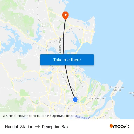 Nundah Station to Deception Bay map