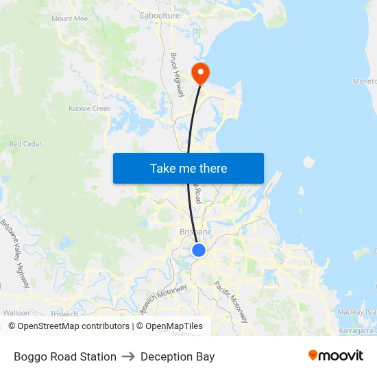Boggo Road Station to Deception Bay map